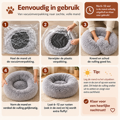 Uitleg voor uitpakken en laten uitzetten van Fluffy Donutmand